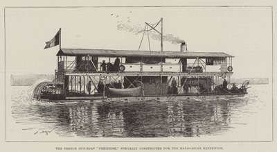 De Franse Kanonneerboot Precieuse, speciaal gebouwd voor de Madagaskar Expeditie door Alexandre Brun
